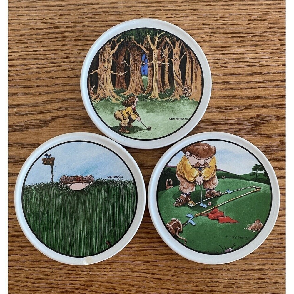 Gary Patterson Set Of 3 Drink Coasters by Clay Design Golf Humor Funny